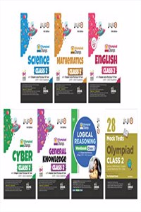 Class 2 Olympiad Champs Combo (set of 7 books) Science, Mathematics, English, Logical Reasoning, Cyber & GK with 28 Mock Tests 3rd Edition | Chapter-wise Previous 10 Year (2013 - 2022) Questions