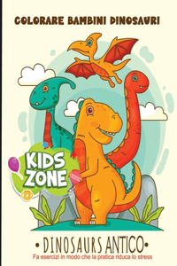 colorare bambini dinosauri