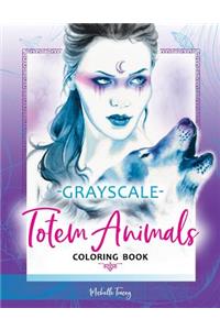 Totem Animals Coloring Book: Grayscale Edition