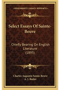 Select Essays of Sainte-Beuve