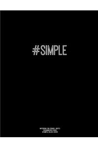 Notebook for Cornell Notes, 120 Numbered Pages, #SIMPLE, Black Cover