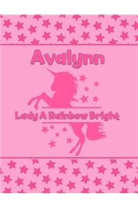 Avalynn Lady A Rainbow Bright: Personalized Draw & Write Book with Her Unicorn Name - Word/Vocabulary List Included for Story Writing