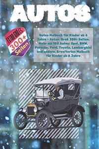 Gutes Malbuch für Kinder ab 6 Jahre - Autos. Groß 300+ Seiten. Mehr als 100 Autos