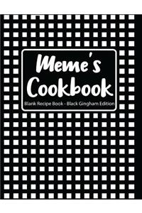 Meme's Cookbook Blank Recipe Book Black Gingham Edition