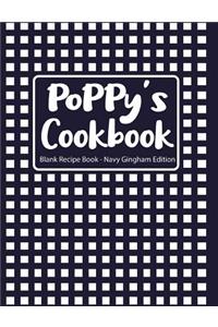 Poppy's Cookbook Blank Recipe Book Navy Gingham Edition