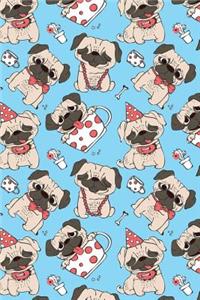 Journal Notebook Funny Pugs Pattern 9