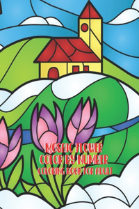 Mosaic Flower Color by Number Coloring Book for Adult