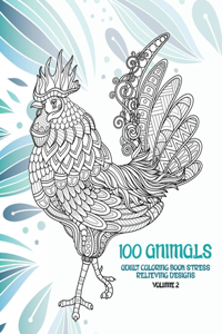 Adult Coloring Book Stress Relieving Designs Volume 2 - 100 Animals