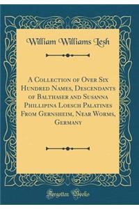 A Collection of Over Six Hundred Names, Descendants of Balthaser and Susanna Phillipina Loesch Palatines from Gernsheim, Near Worms, Germany (Classic Reprint)