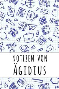 Notizen von Ägidius: Kariertes Notizbuch mit 5x5 Karomuster für deinen personalisierten Vornamen