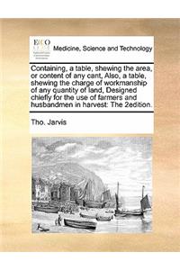 Containing, a table, shewing the area, or content of any cant, Also, a table, shewing the charge of workmanship of any quantity of land, Designed chiefly for the use of farmers and husbandmen in harvest
