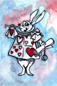 Alice in Wonderland Watercolour Journal - White Rabbit With Trumpet