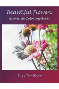 Beautiful flowers grayscale coloring book
