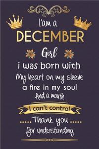 i'am a december girl birthday giftgirl Gold Notebook funny Birthday Gift