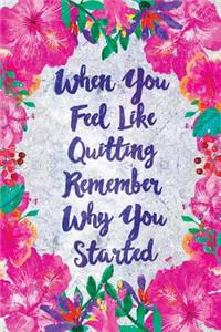 When You Feel Like Quitting Remember Why You Started