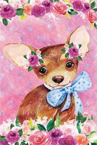 Bullet Journal Notebook for Dog Lovers Chihuahua Puppy in Flowers 3