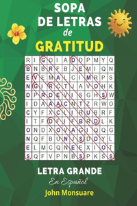 Sopa de Letras de Gratitud. Letra Grande