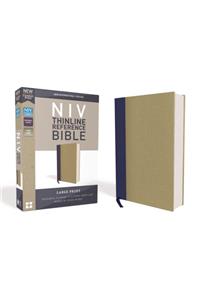 NIV, Thinline Reference Bible, Large Print, Cloth Over Board, Blue/Tan, Red Letter Edition, Comfort Print