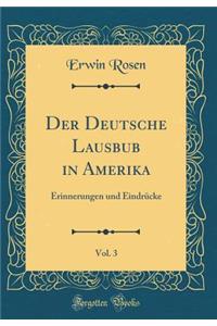 Der Deutsche Lausbub in Amerika, Vol. 3: Erinnerungen Und Eindrï¿½cke (Classic Reprint)