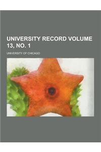 University Record Volume 13, No. 1