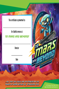 Vacation Bible School (Vbs) 2019 to Mars and Beyond Leader Recognition Certificates (Pkg of 12): Explore Where God's Power Can Take You!