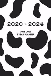 2020 - 2024 Cute Cow 5 Year Planner