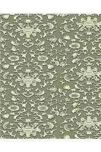 Dusty Green Asian Damask School Composition Book 130 Pages