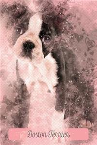 Boston Terrier: Pink Notebook or Journal with Lines - Boston Terrier