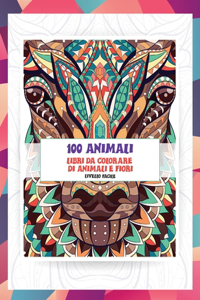 Libri da colorare di animali e fiori - Livello facile - 100 Animali