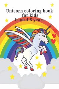 Unicorn coloring book for kids from 4-8 years