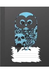 Blue Spooky Owl Lover School Notebook