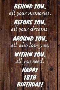 Behind You All Your Memories Before You All Your Dreams Happy 18th Birthday