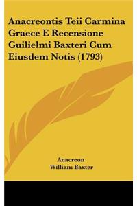 Anacreontis Teii Carmina Graece E Recensione Guilielmi Baxteri Cum Eiusdem Notis (1793)