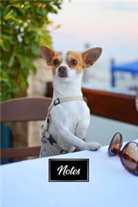Chihuahua Dog Pup Puppy Doggie Notebook Bullet Journal Diary Composition Book Notepad - Sitting in a Restaurant