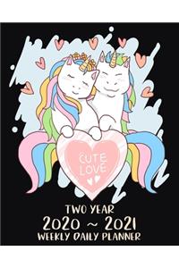 Cute Love Two Year 2020 - 2021 Weekly Daily Planner