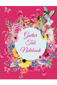 Guitar Tab Notebook: Pink Color Floral Design, 8.5