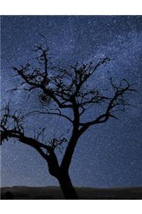 Milky Way Galaxy Tree Silhouette Notebook: 8.5 X 11 202 College Ruled Pages