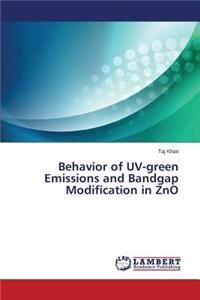 Behavior of UV-green Emissions and Bandgap Modification in ZnO