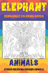 Zendangle Coloring Books - Animals - Stress Relieving Designs Animals - Elephant