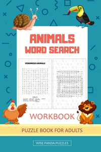 Animal word search puzzle books for adults by wise panda puzzles