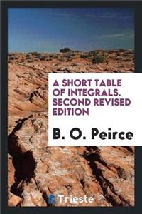 A Short Table of Integrals