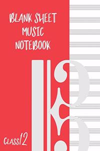 Blank Sheet Music Composition Manuscript Staff Paper Art Music CLASS 12 Notebook Red Orange Cover