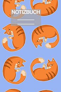 Notizbuch A5 Muster Zeichnung Katzen Katze Cat Cats Orange