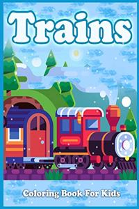 Trains Coloring Book For Kids