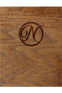 Wood Burned Monogram Creative Journal - N