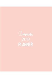 Imani 2019 Planner: Calendar with Daily Task Checklist, Organizer, Journal Notebook and Initial Name on Plain Color Cover (Jan Through Dec), Imani 2019 Planner