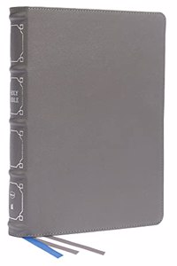 Nkjv, Reference Bible, Classic Verse-By-Verse, Center-Column, Genuine Leather, Gray, Red Letter, Comfort Print