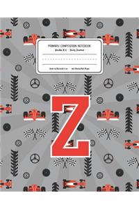 Primary Composition Notebook Grades K-2 Story Journal Z: Racing Cars Pattern Primary Composition Book Letter Z Personalized Lined Draw and Write Handwriting Paper Picture Space and Dashed Midline Notebook 