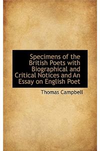 Specimens of the British Poets with Biographical and Critical Notices and an Essay on English Poet