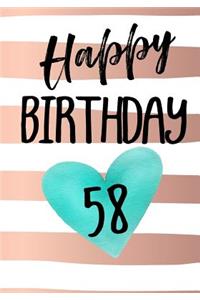 Happy Birthday 58: Journal Notebook Keepsake For Best Wishes Messages & Doodles